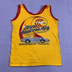 VTG Stedman Men Yellow Silver Anni 25 Years Of Corvettes NCCC Graphic Tank Top M