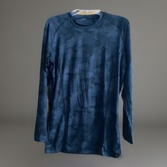 Camo Long-Sleeve Athletic Stretch Dark Gray/Black Mens Small or Med Pullover