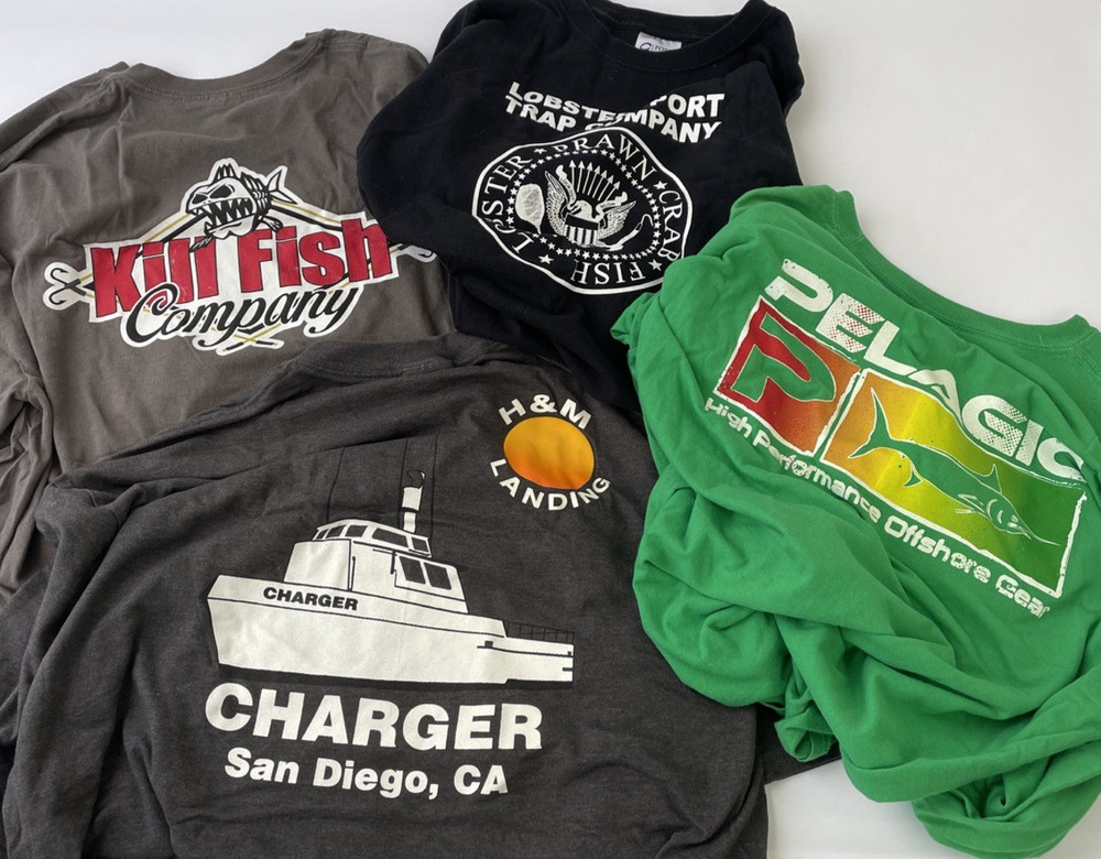 Lot of 4 x Pelagic Kill Fish FV Charger SD Shirt Mens Deep Sea Fishing Shirt XL