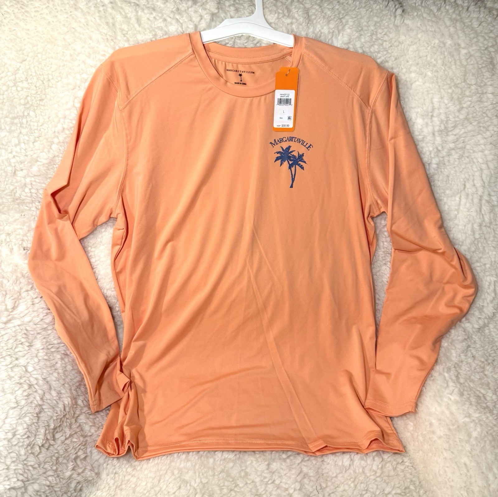 Margaritaville UPF 50 Water Resistant Moisture Wicking Long Sleeve Shirt Peach L gallery