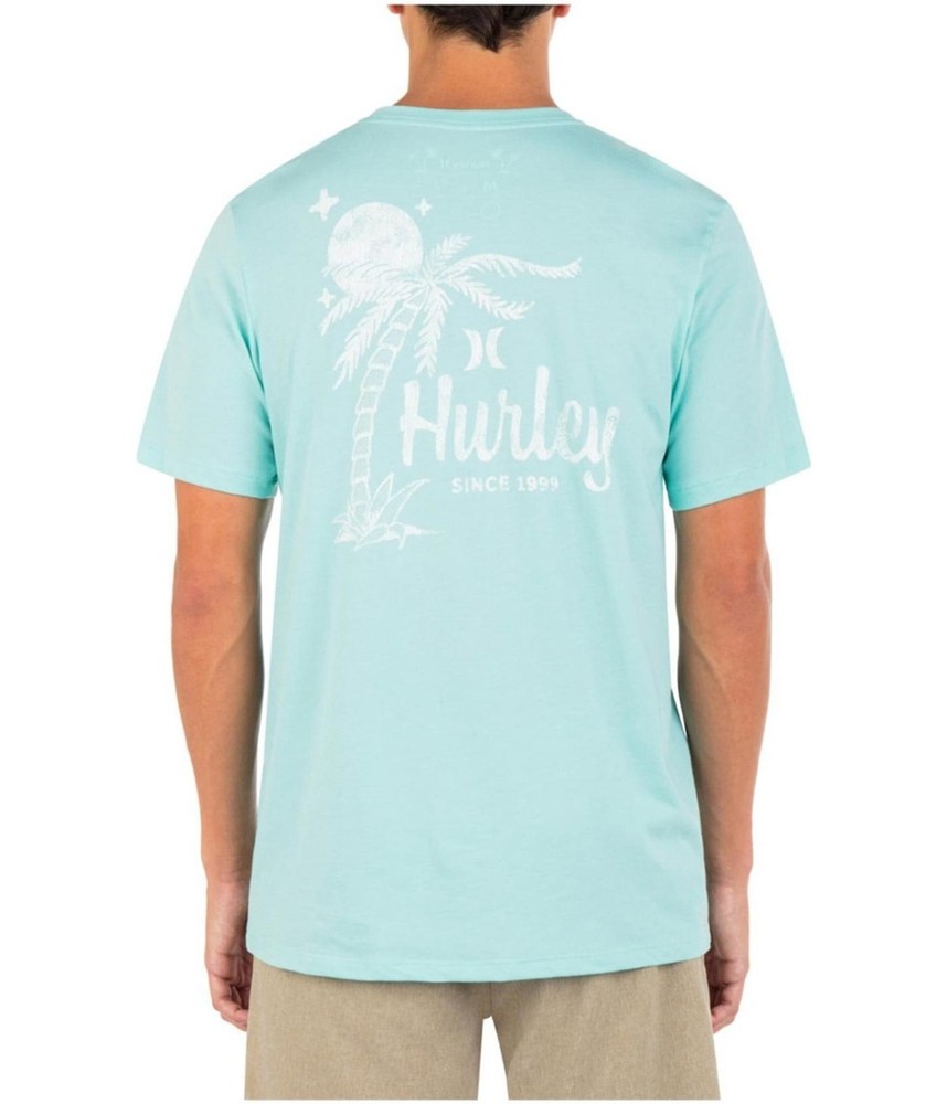 Hurley Mens Tropic Nights Graphic T-Shirt, mint, M