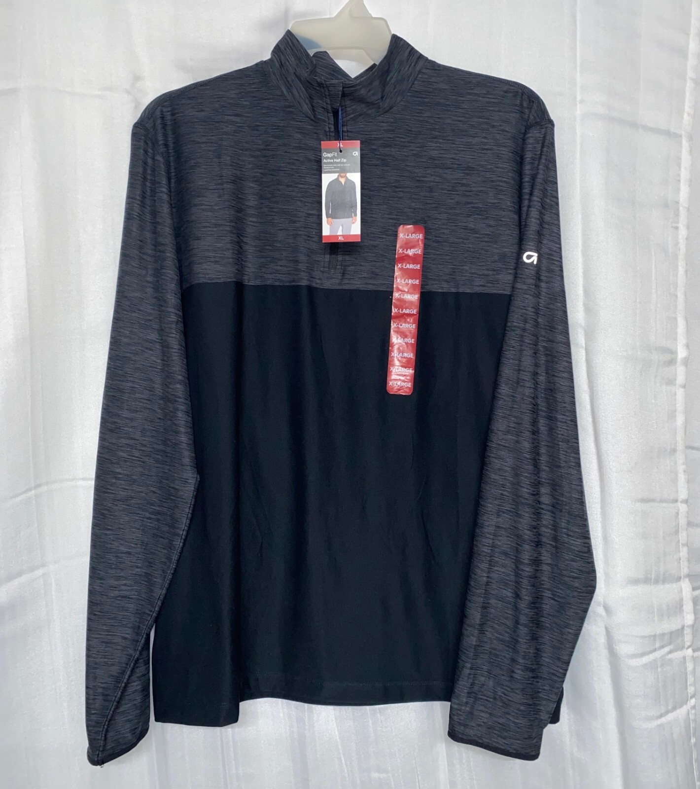 GAP Fit Men's Long Sleeve Active Half Zip Pullover Gray/Black X-Large gallery