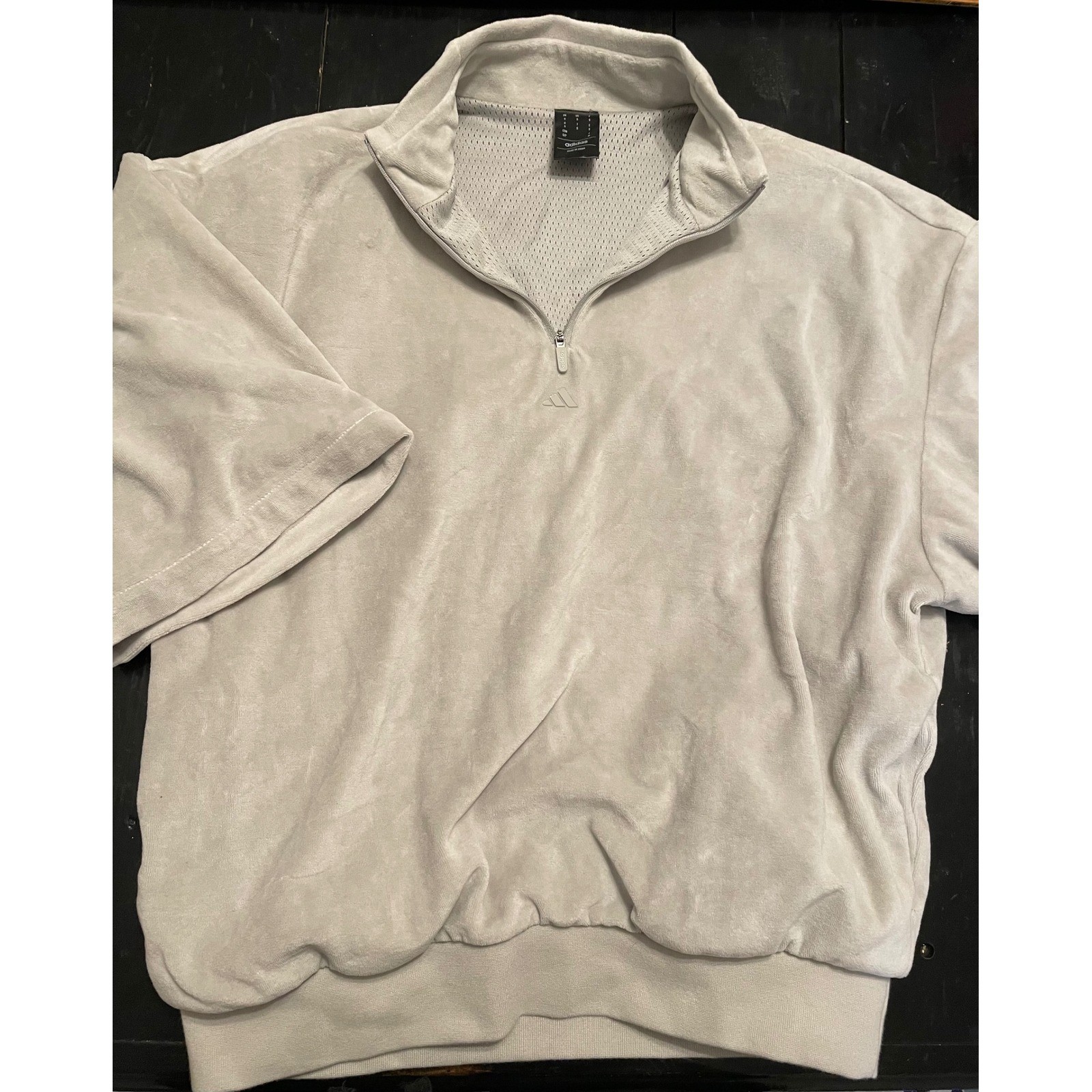 Adidas Velour Quarter Zip Short Sleeve Pullover Grey Mens Small 62754732-S1B gallery