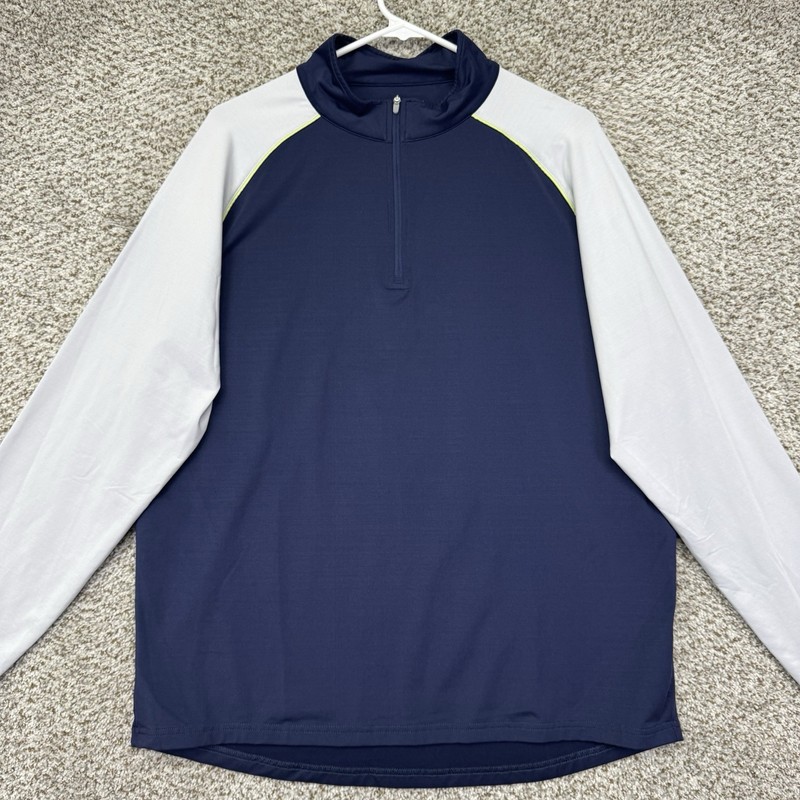 Peter Millar Perth 1/4 Zip Pullover Mens L Crown Sport Performance Blue White gallery