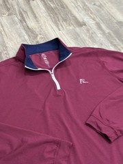 Rhoback Mens 1/4 Zip Performance Golf Stretch Heather Burgundy Size XL