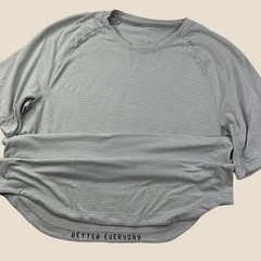 Lululemon Metal Vent Tech Short Sleeve Shirt Gray Stripe Better Everyday Mens L