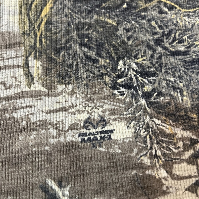 Vintage Realtree Camo Henley Shirt Mens L Green Waffle Thermal Hunting gallery