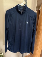 Mens Under Armour Loose Heatgear Half Zip Thin Long Sleeve Blue size M NEW NWT