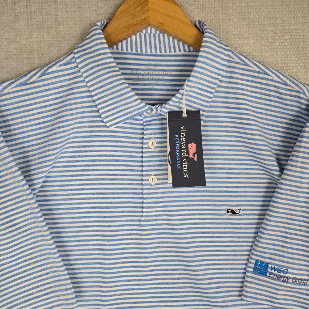 VINEYARD VINES PERFORMANCE New $110 Mens Polo Shirt Size XL Golf Blue Stripe