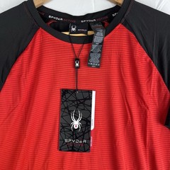 Spyder Active Mens Large Red Black Athletic Performance Shirt NWT