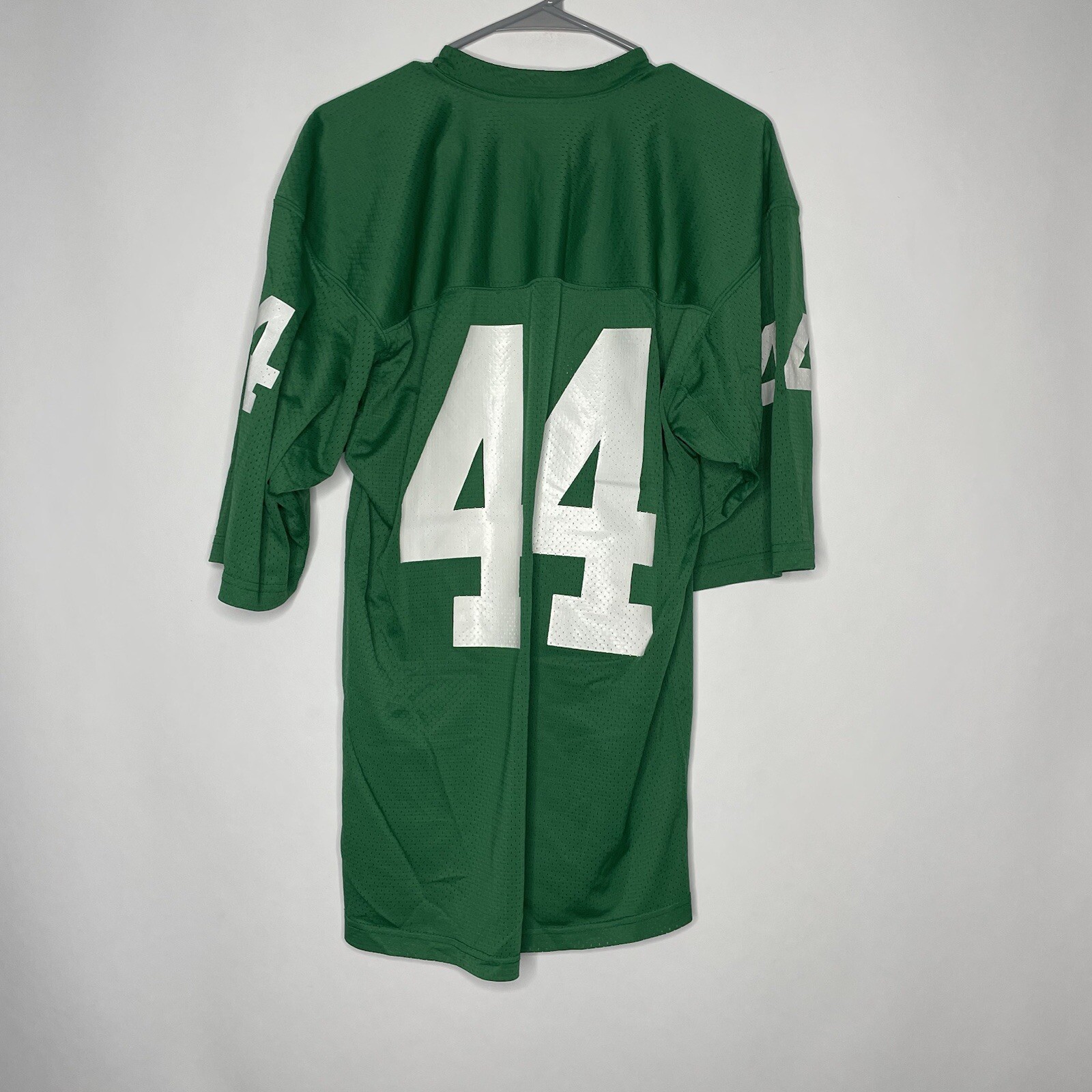 VTG 70s Champion Football Practice Jersey Mens Medium White Green #44 USA Signed gallery