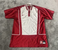Nike Team Sports Warm Up Shirt Jersey Basketball Red White Vintage 90s Size L XL