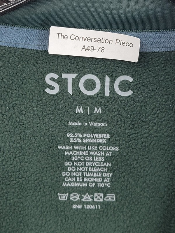 Stoic Pullover Sweater Mens Medium Green Quarter Zip Long Sleeve Active Outdoor gallery