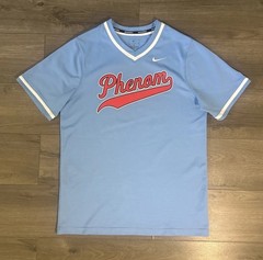 Nike Team “Phenom 23” Graphic Print Baseball Jersey Mens L Large Baby Blue