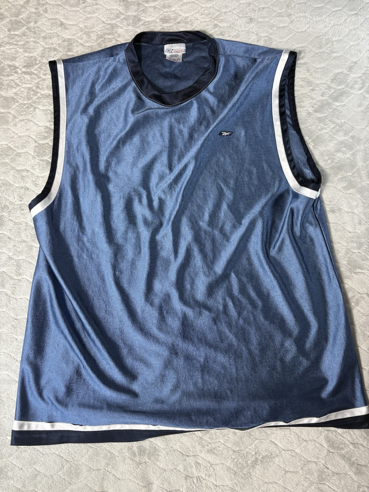 Vintage Reebok Men's XL Mesh Tank Jersey Blue Breathable Crew Neck Gym Training gallery