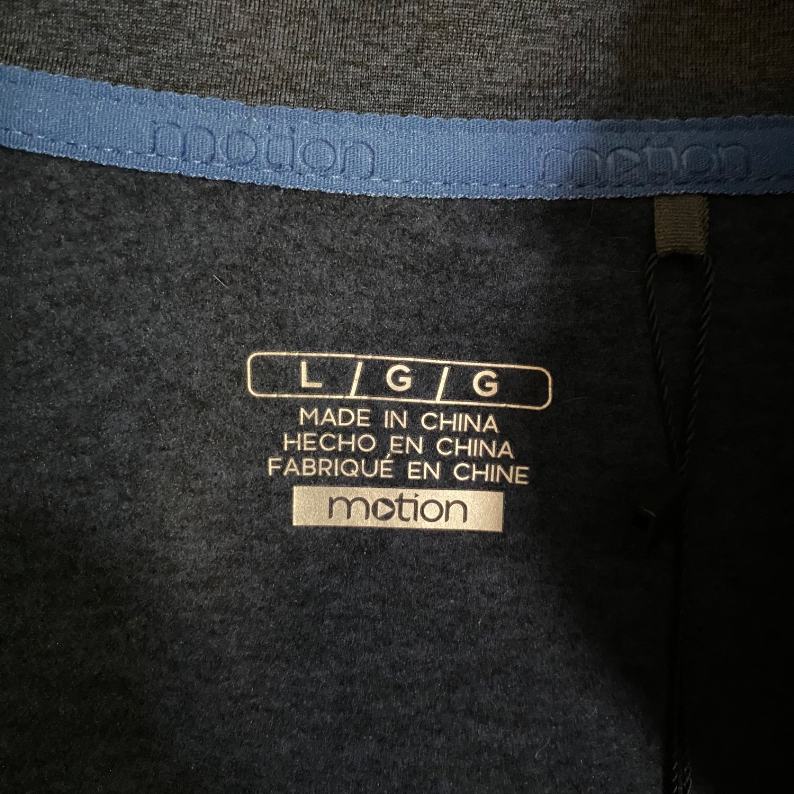 Motion Men's L LS 1/4 Zip Fleece Performance Pullover Navy MSRP $78 gallery