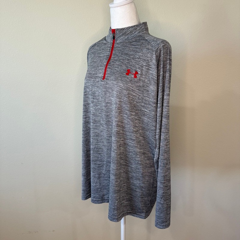 Under Armour XL Gray and Red Striped Quarter Zip Shirt gallery