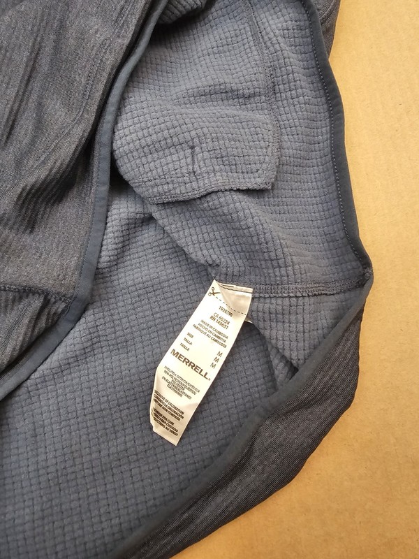 Merrell Grid Fleece Blue 1/4 Zip Pullover Hike Camp Travel Sweatshirt Medium gallery