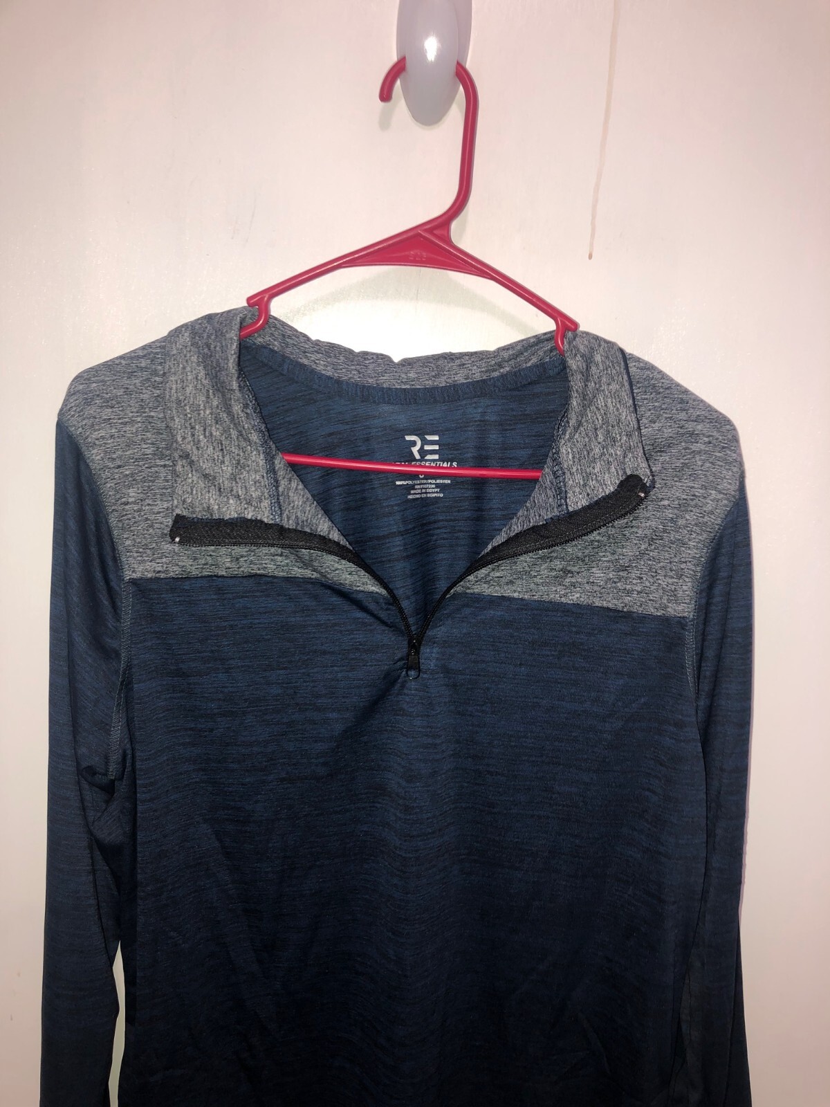 NWT Real Essentials 1/4 Zip Space Dye Long Sleeve Pullover Mens SZ Small Shirt gallery