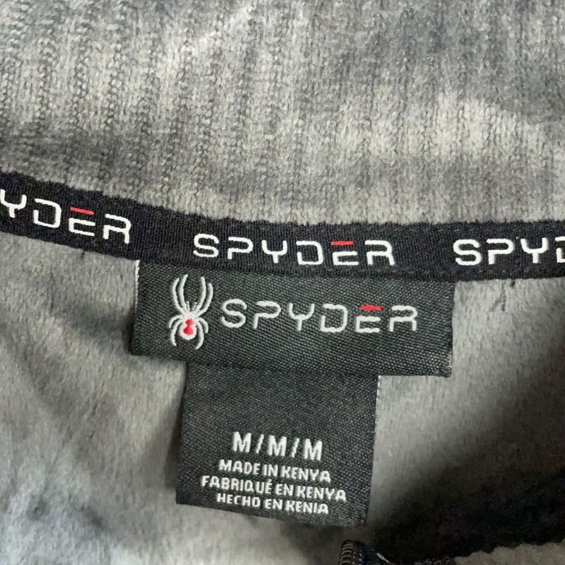 NEW Spyder Men's M Gray Quarter-Zip Fleece Pullover Ribbed Sweatshirt gallery