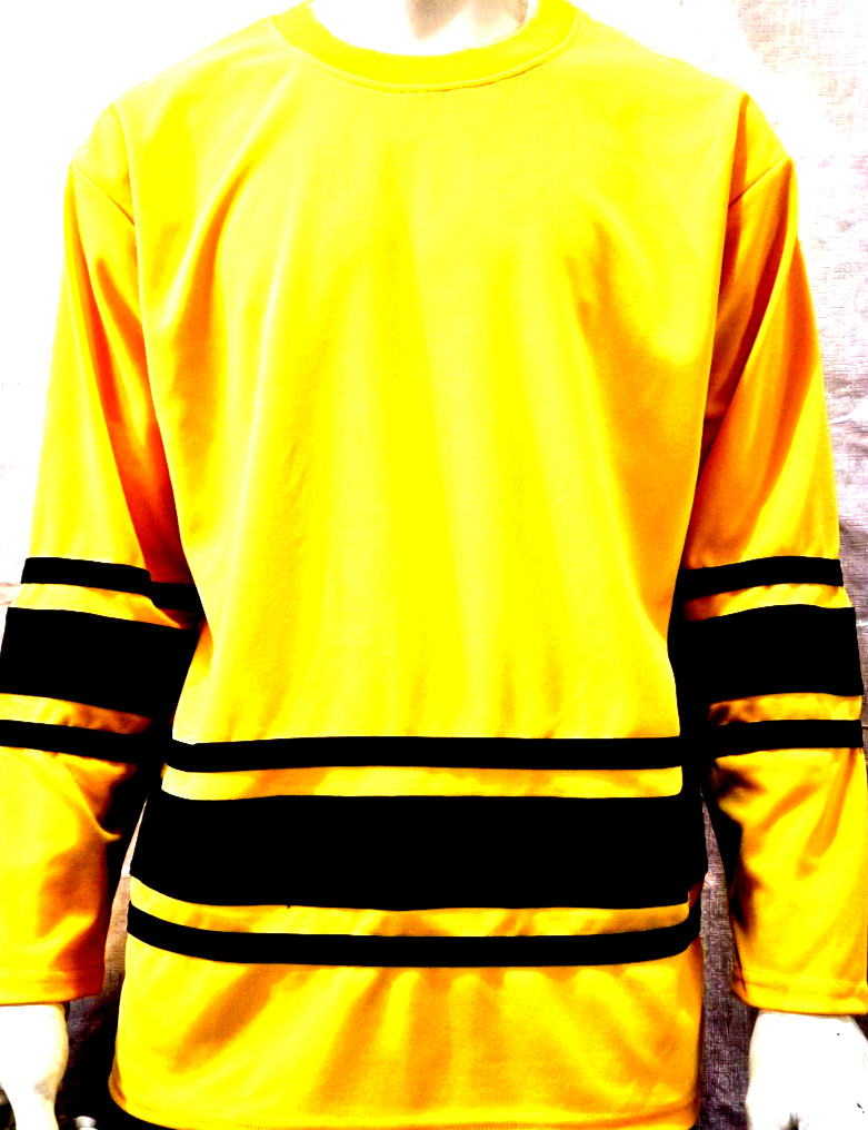 Men's / Women's Hockey jersey, NEW, Size MEDIUM, Yellow / black, MADE IN USA. gallery