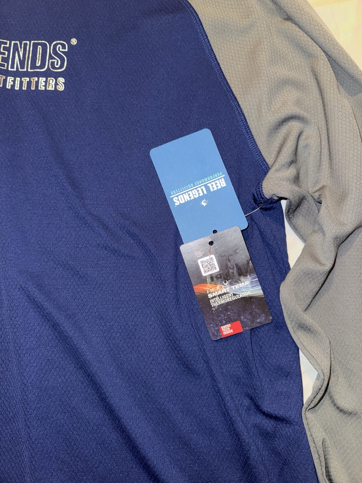 Reel Legends Mens High Performance Heiq Smart Temp Blue/Gray LS Sz XXL Shirt NWT gallery