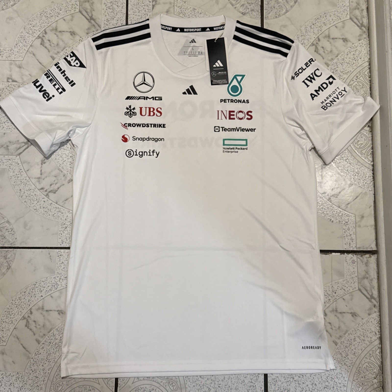 New Adidas Mercedes AMG Petronas Formula One Driver Jersey Men’s Sz Large JX5798 gallery