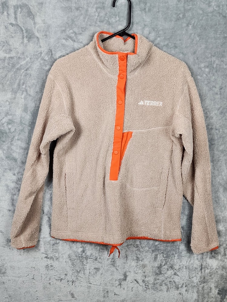 Adidas Terrex XPloric Pile Snap Polar Fleece Womens Medium Beige Orange New