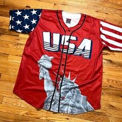 Patriotic USA Liberty Baseball Jersey America #1 Retro – Size 4XL Lightweight