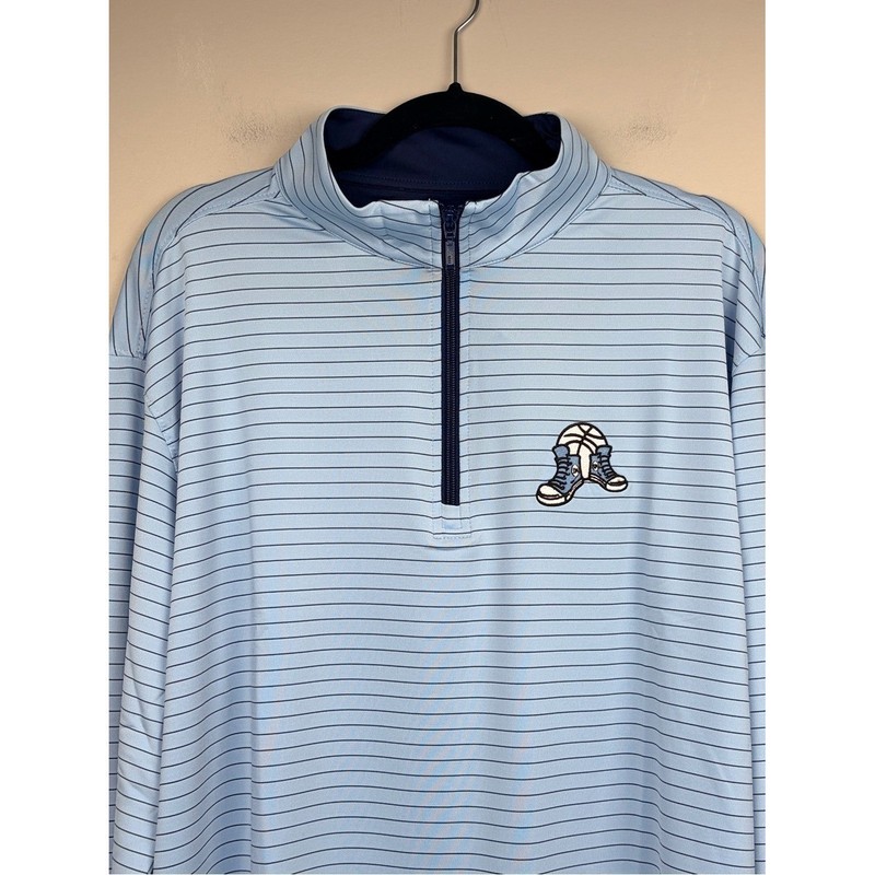 NWT Horn Legend 1/4 Zip Golf Pullover L Ice Blue Stripe Basketball Performance gallery