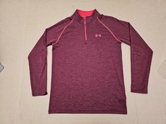 Under Armour 1/4 Zip Heatgear Shirt Mens Small Red Heathered Long Sleeve