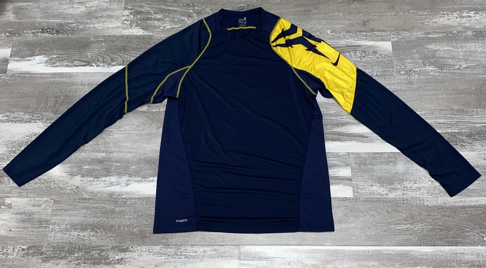 Kobe Bryant Blue Yellow Mamba Athletic Shirt Mens Size M Nike Team Long Sleeve