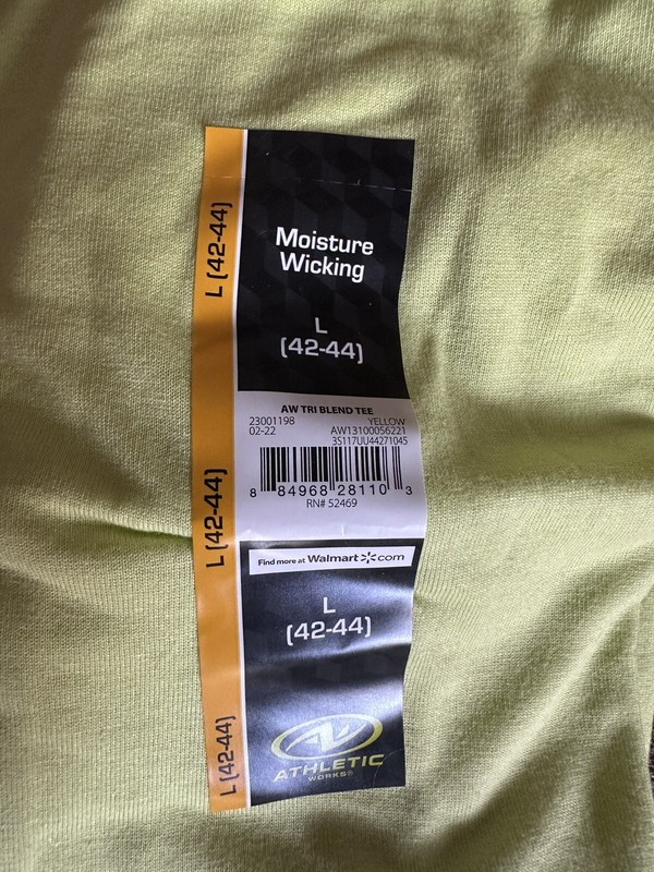 Athletic Works Moisture Wicking Tri Blend Tee L (42-44) White, Yellow set of 2 gallery