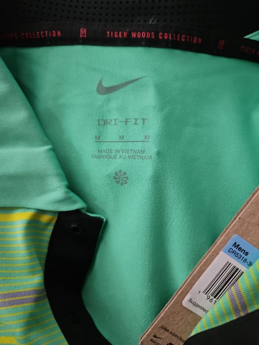 Nike Golf Tiger Woods Collection Striped Polo DR5318-363 Green Cactus Men's M gallery