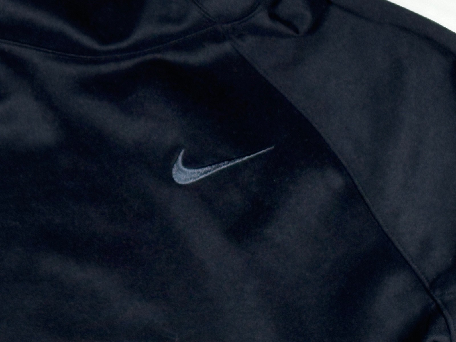 Nike Men Medium Black Dri Fit Hoodie Mock Neck Long Tail Athletic Training gallery