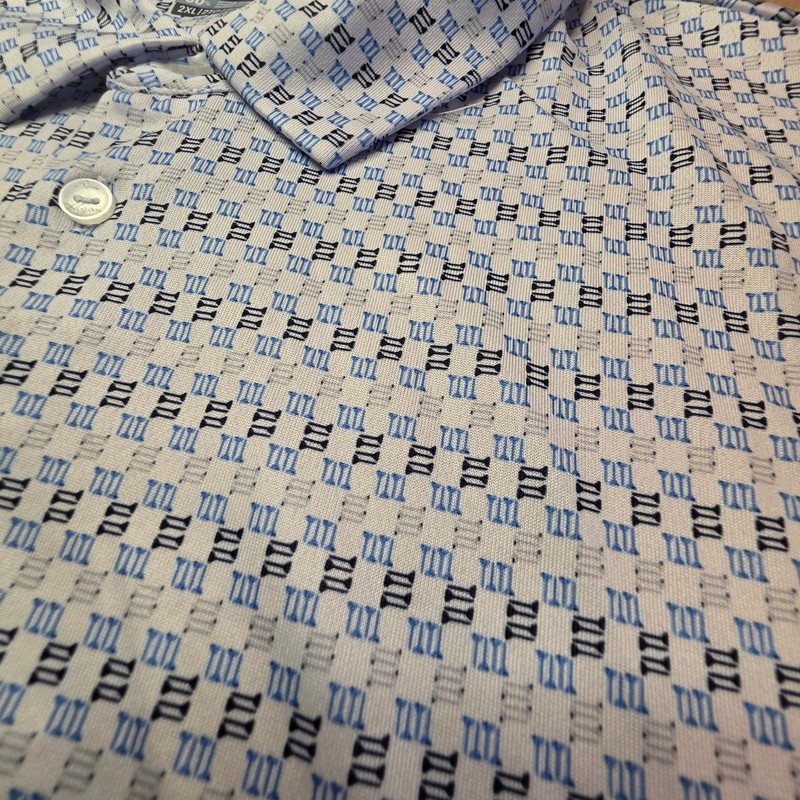 Ben Hogan Performance Golf Polo All-Over Golf Tees Print White & Blue Sz XXL gallery