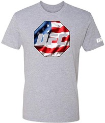 UFC Mens USA Country Flag Graphic T-Shirt, Grey, Small