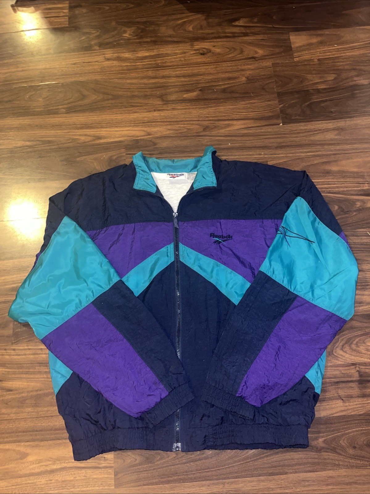 Vintage 1990s Reebok Color blocking Full Zip Nylon Track top size L boxy gallery