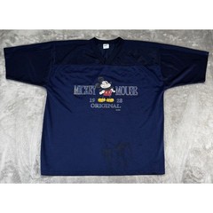 Velva Sheen Mickey Mouse Football Jersey Mens L Navy Blue Fair Vintage 90s USA