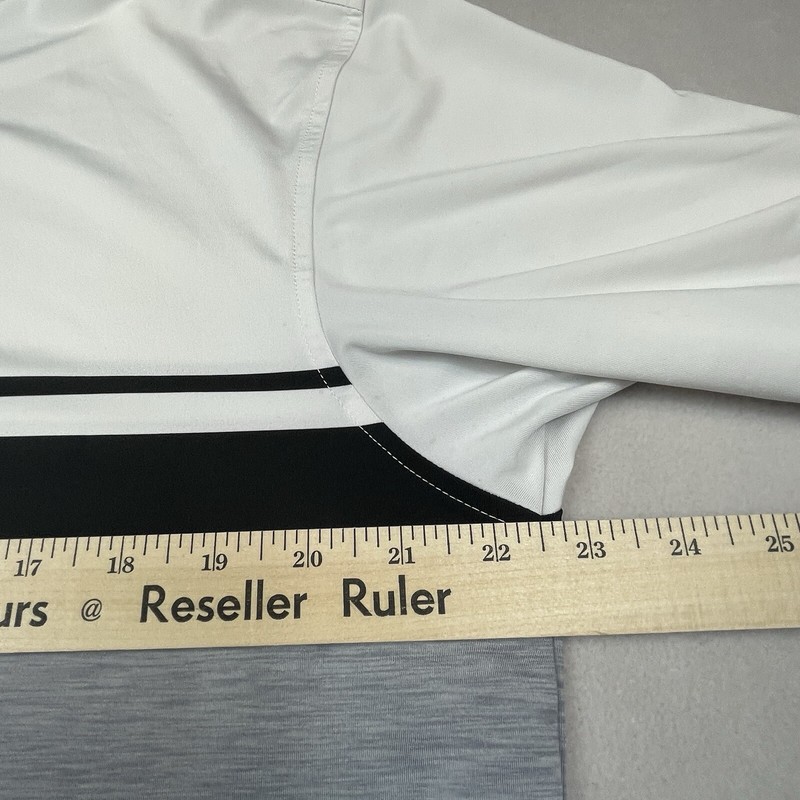 FootJoy Mens Polo Shirt L White Grey Black Colorblock Spandex Stretchy Golf gallery