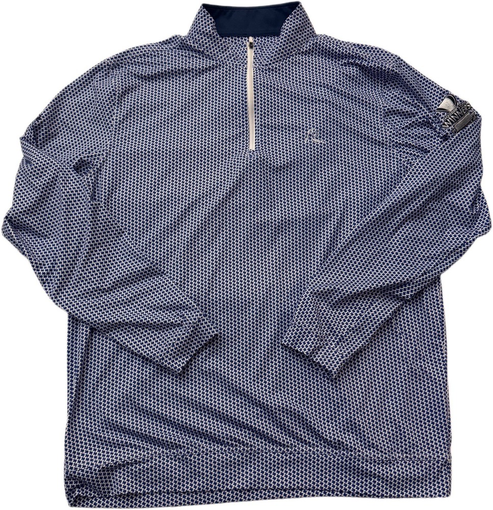 Rhoback 1/4 Zip Golf Pullover Dont Mess Texas Print Mens Large *Company Logo*