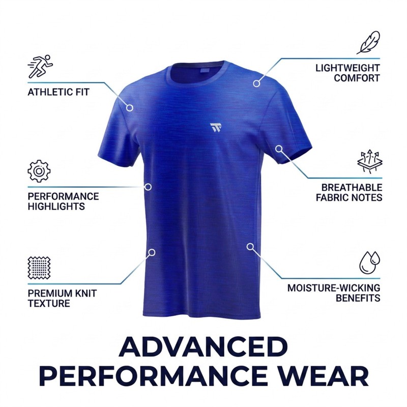 Men’s Royal Blue Gym T-Shirt Athletic Performance Workout Moisture Wicking Tee gallery