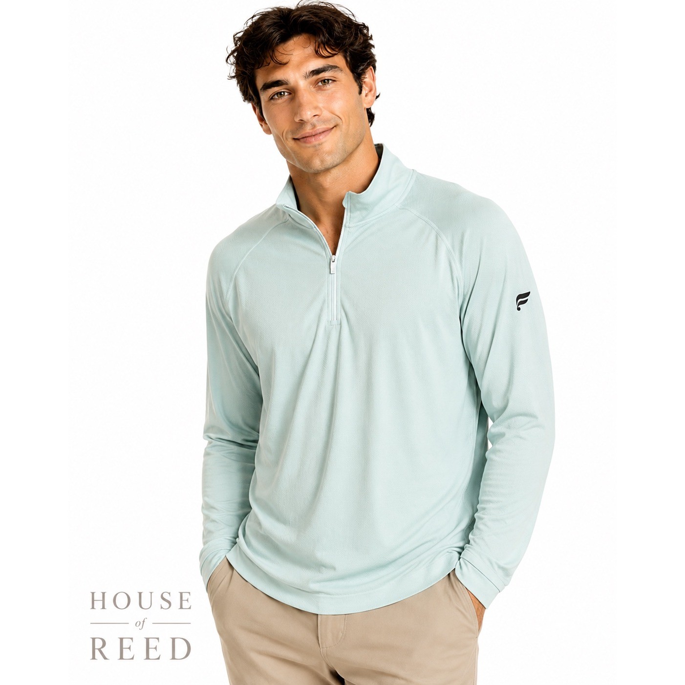 Fabletics Mens Quarter Zip Pullover Mint Green XXL Long Sleeve Athletic Top gallery