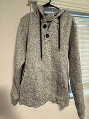 H2H 1/4 Button-Down Fleece Hoodie – Grey – Men’s Large