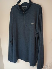 Reebok Mens size XL Blue Long Sleeve Shirt Pull Over 1/4 Zip Made in Egypt