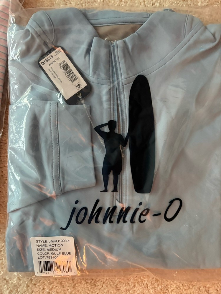 Johnnie-O Medium Mens Pullover Performance Gulf Blue