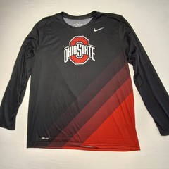 Ohio State Shirt Mens XL Black Red Stripe Nike Dri-FIT Long Sleeve Athletic NCAA