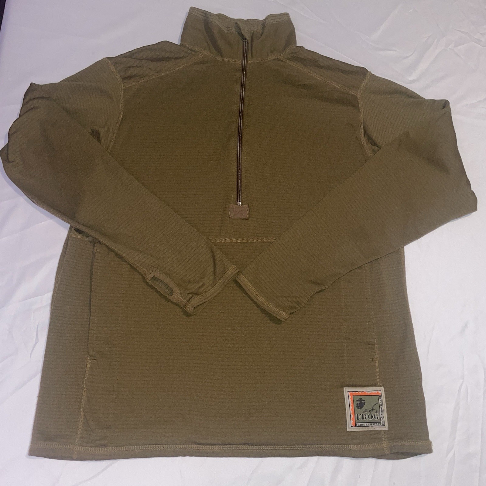 FROG Polartec USMC 1/4 Zip Mock Neck Pullover Top Mens M Brown Long Sleeve gallery