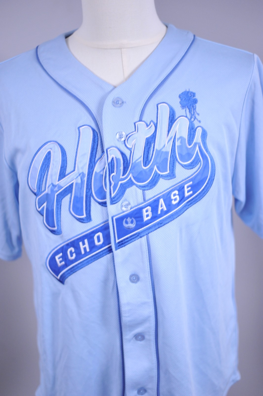 Star Wars Hoth Echo Base Embroidered Stitched Baseball Jersey Blue Men's Small S gallery