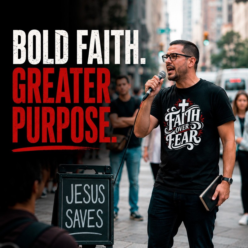 Christian T-Shirt Faith Over Fear Heavyweight 100% Cotton Unisex Graphic Tee gallery